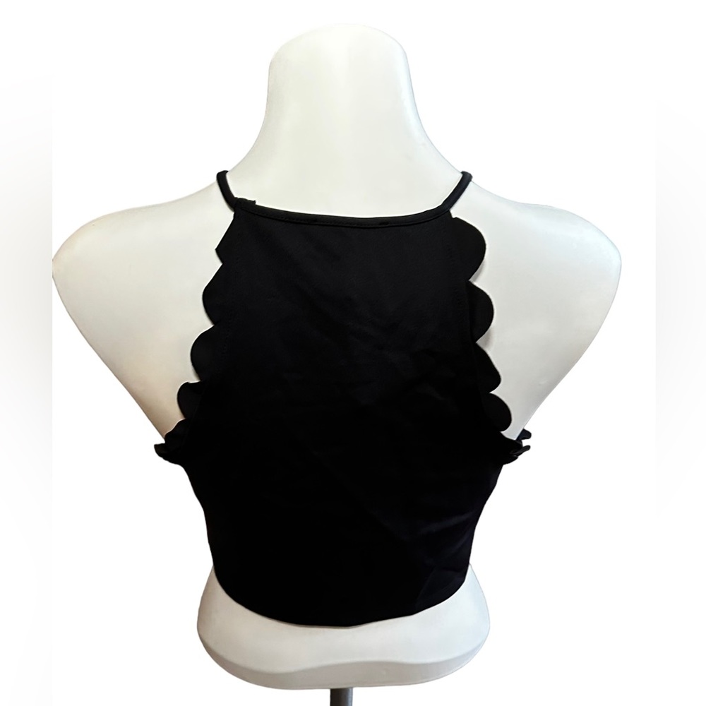 BLACK CROP TOP| scallop sides H&M - Picture 4 of 6